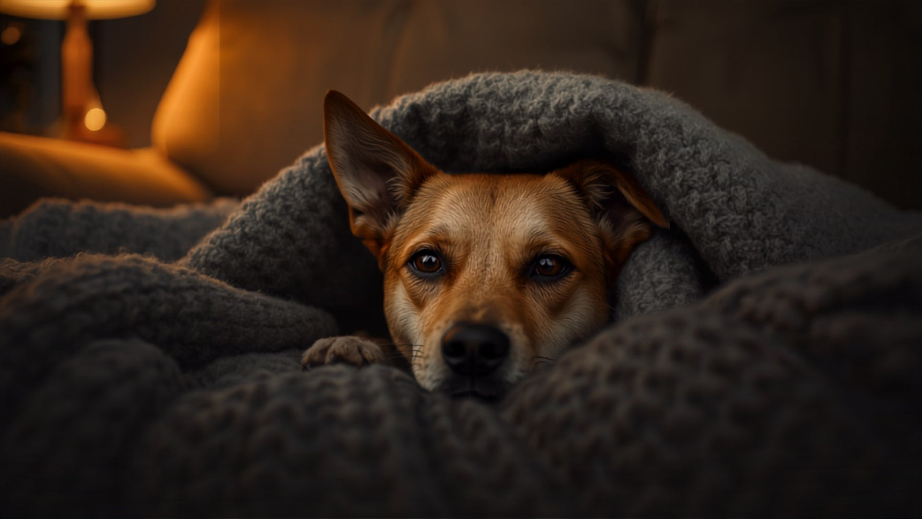 Hund versteckt sich an Silvester unter einer Decke