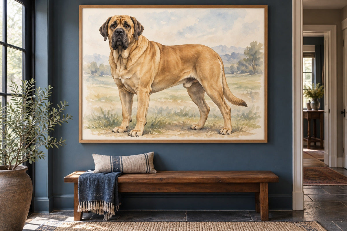 Broholmer als Wandbild im Stil Aquarell, Raum: blauer Flur