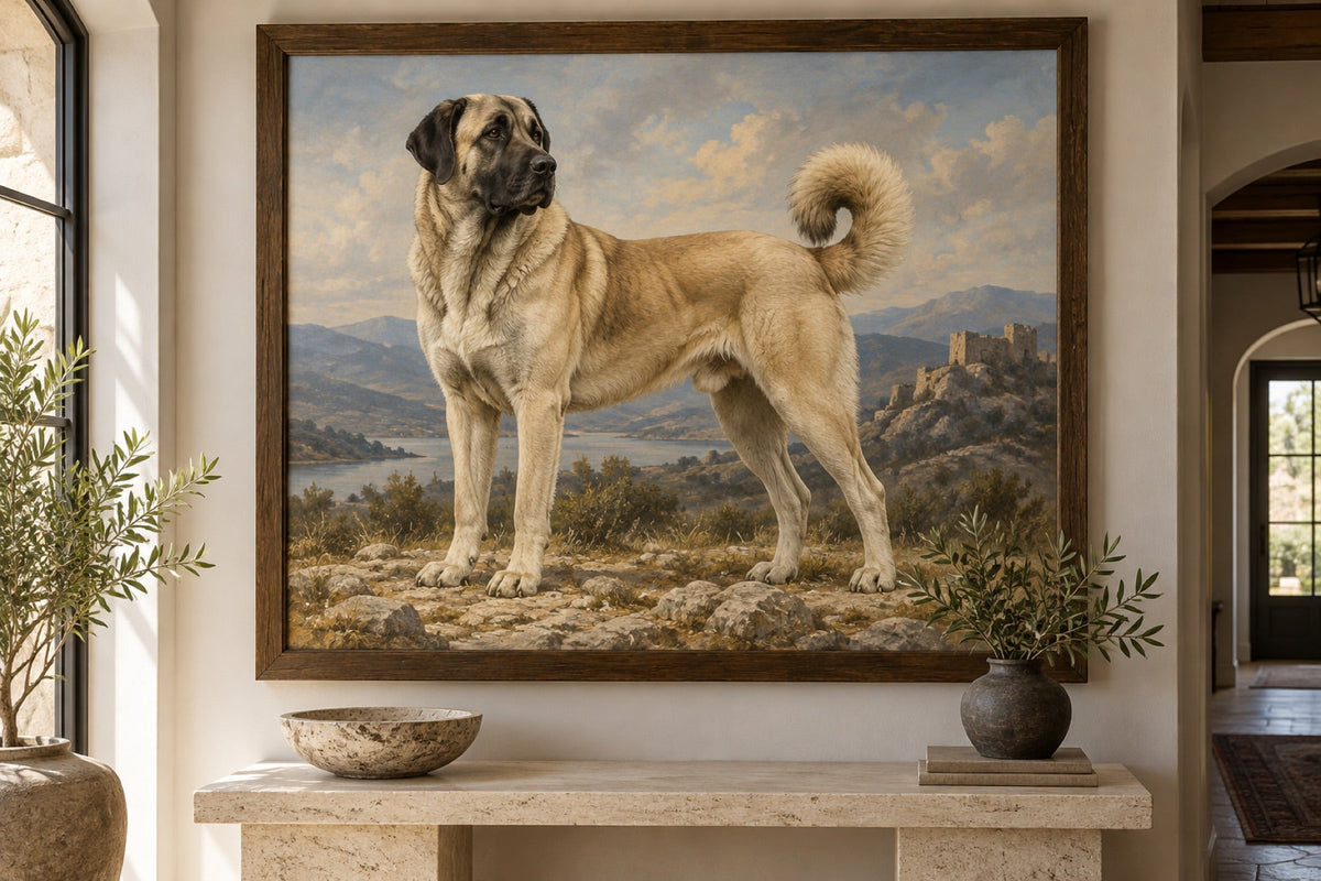 Kangal als Wandbild im Stil Ölgemälde, Raum: heller Stein-Flur
