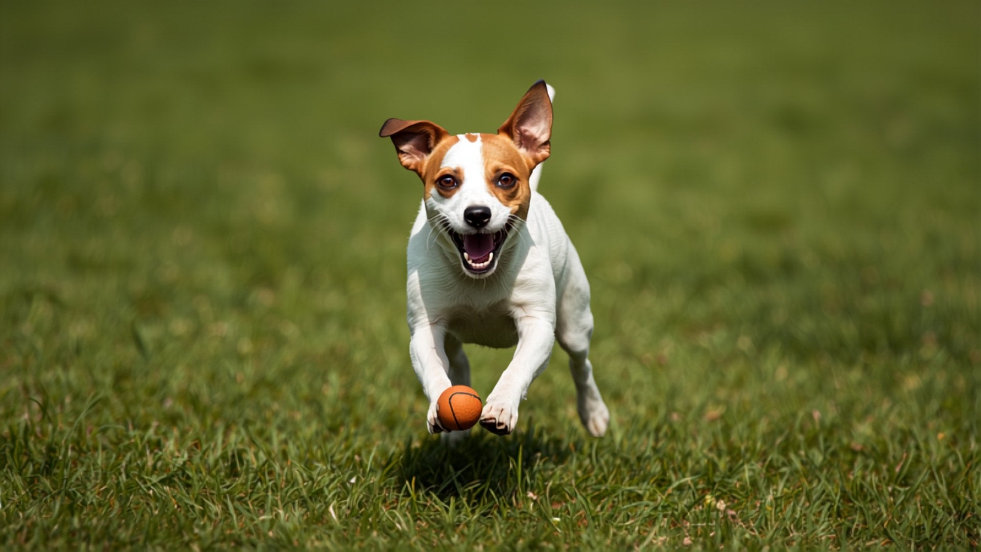 Jack Russell Terrier springt nach einem Ball