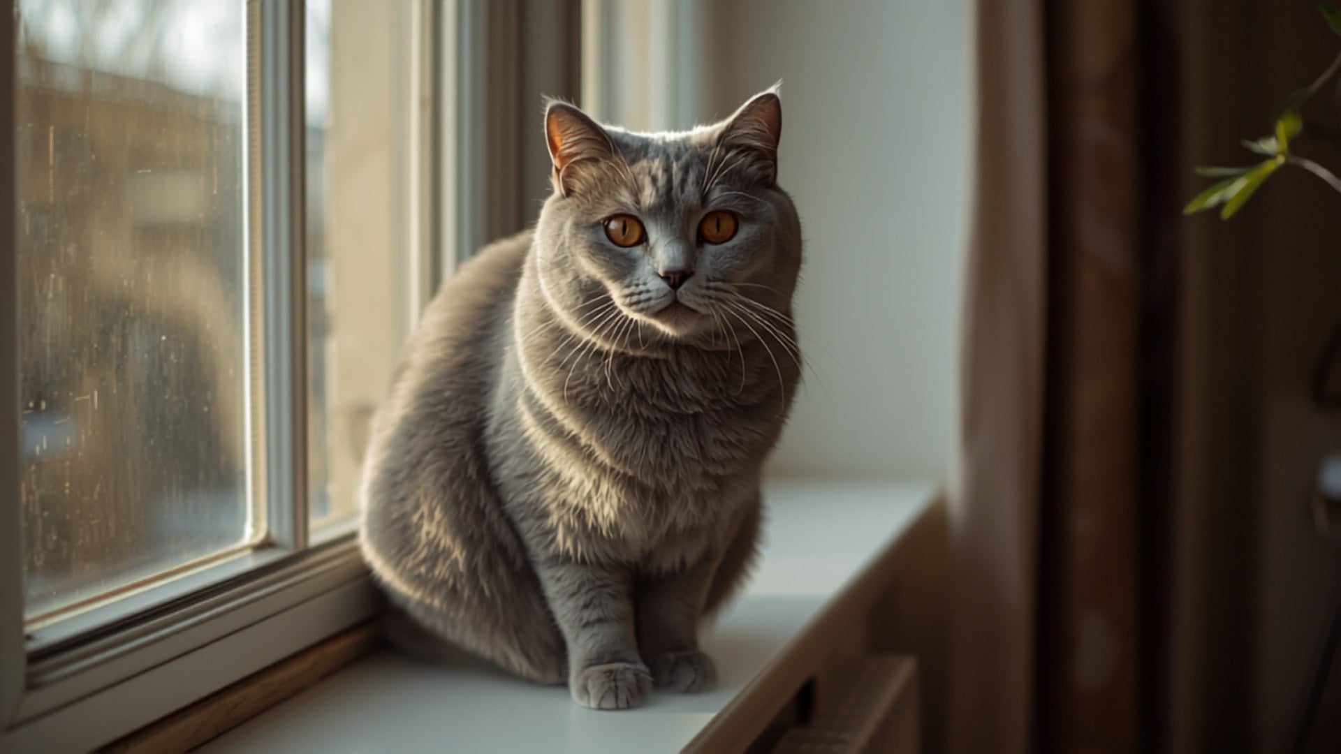 Britisch Kurzhaar am Fenster