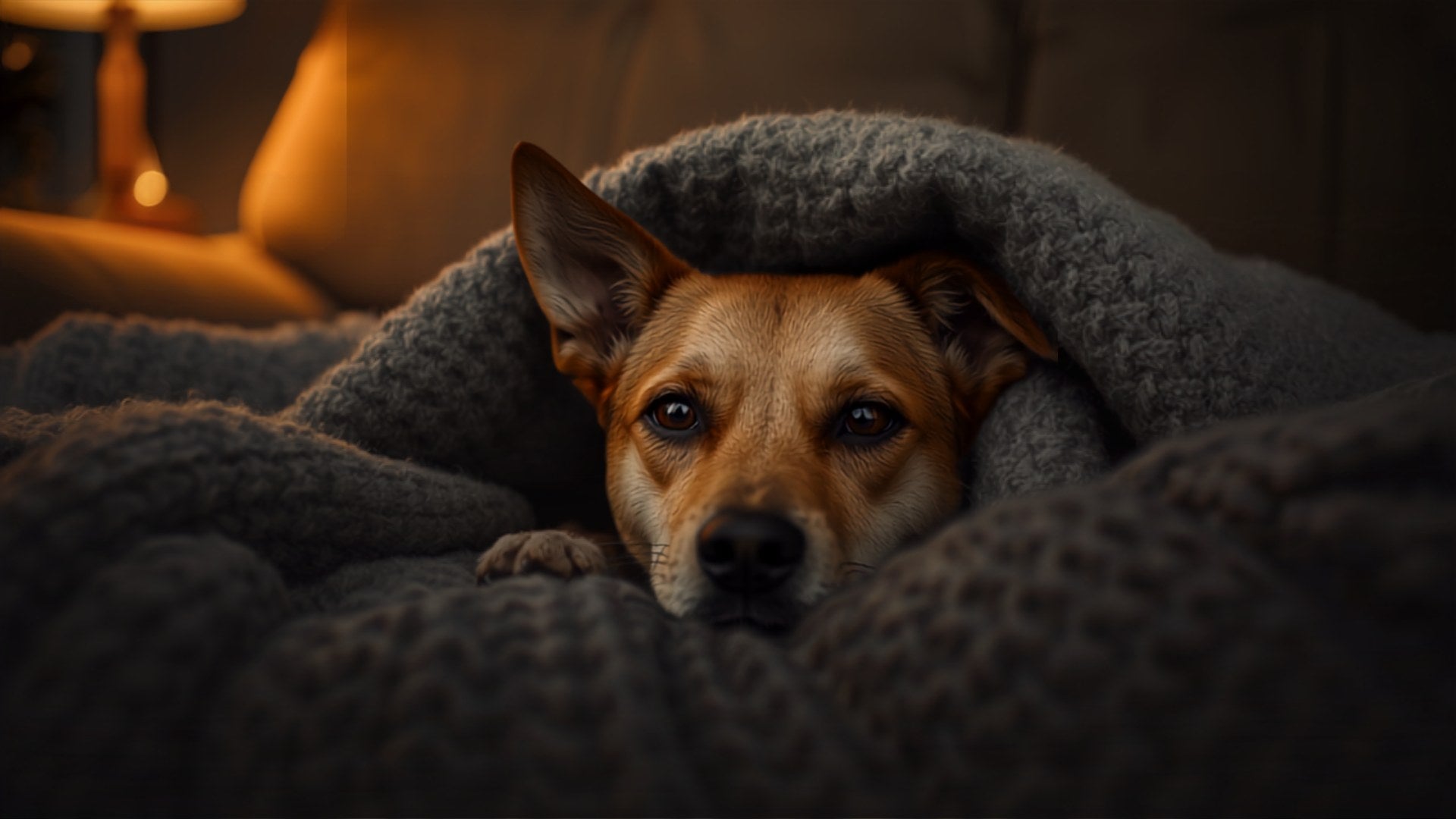 Hund versteckt sich an Silvester unter einer Decke