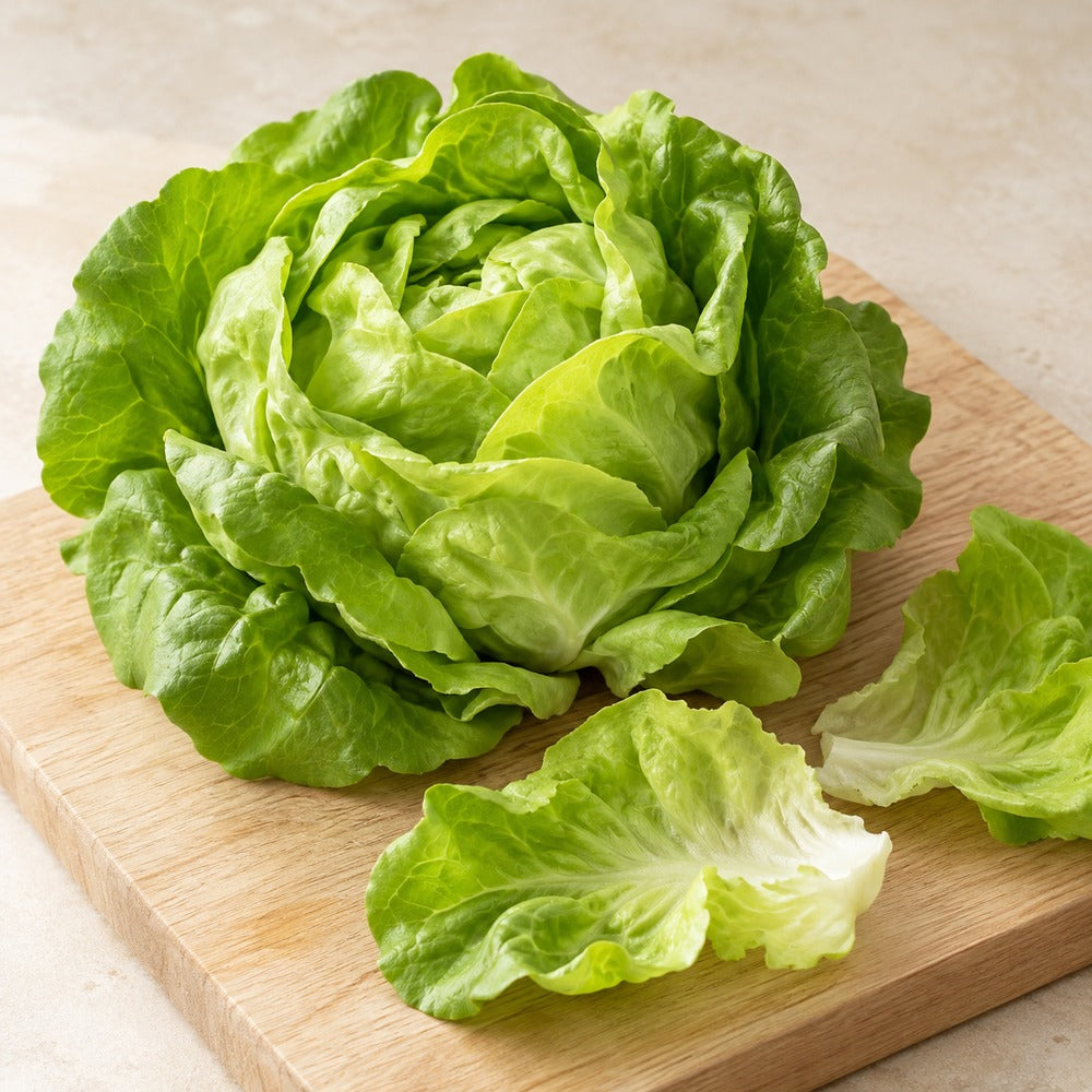 Salat auf einem hellen Holzbrett