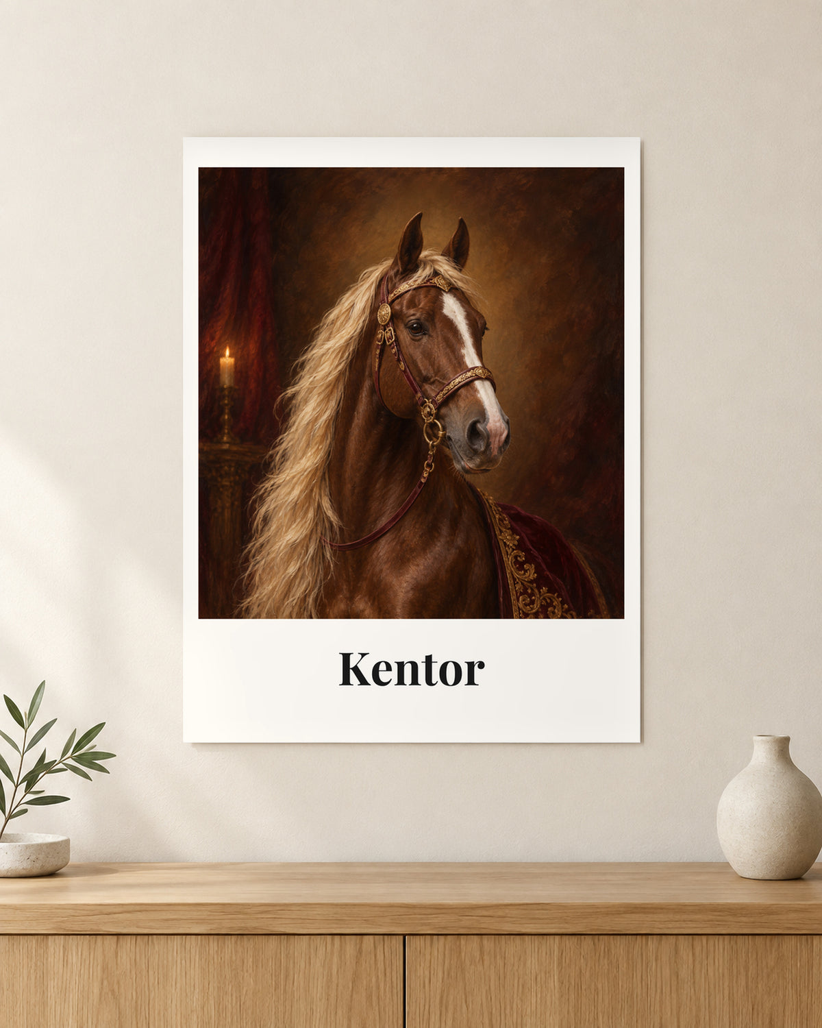 Personalisiertes Pferdeportrait als Poster im Royal-Stil mit Namen Kentor, Kentucky Mountain Saddle Horse