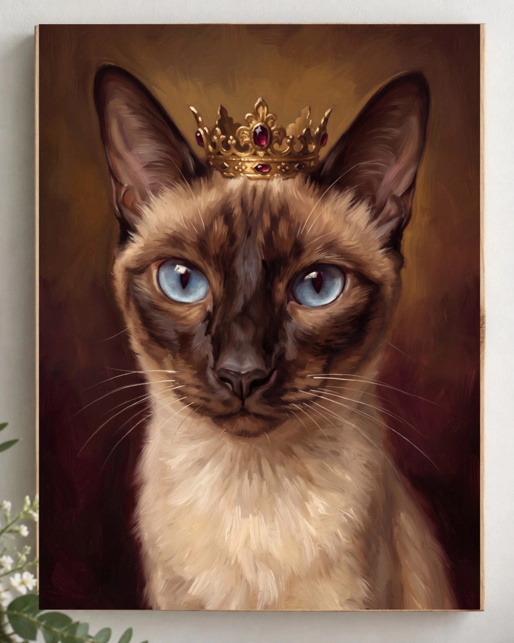 Katzenportrait auf Holz im Royal-Stil