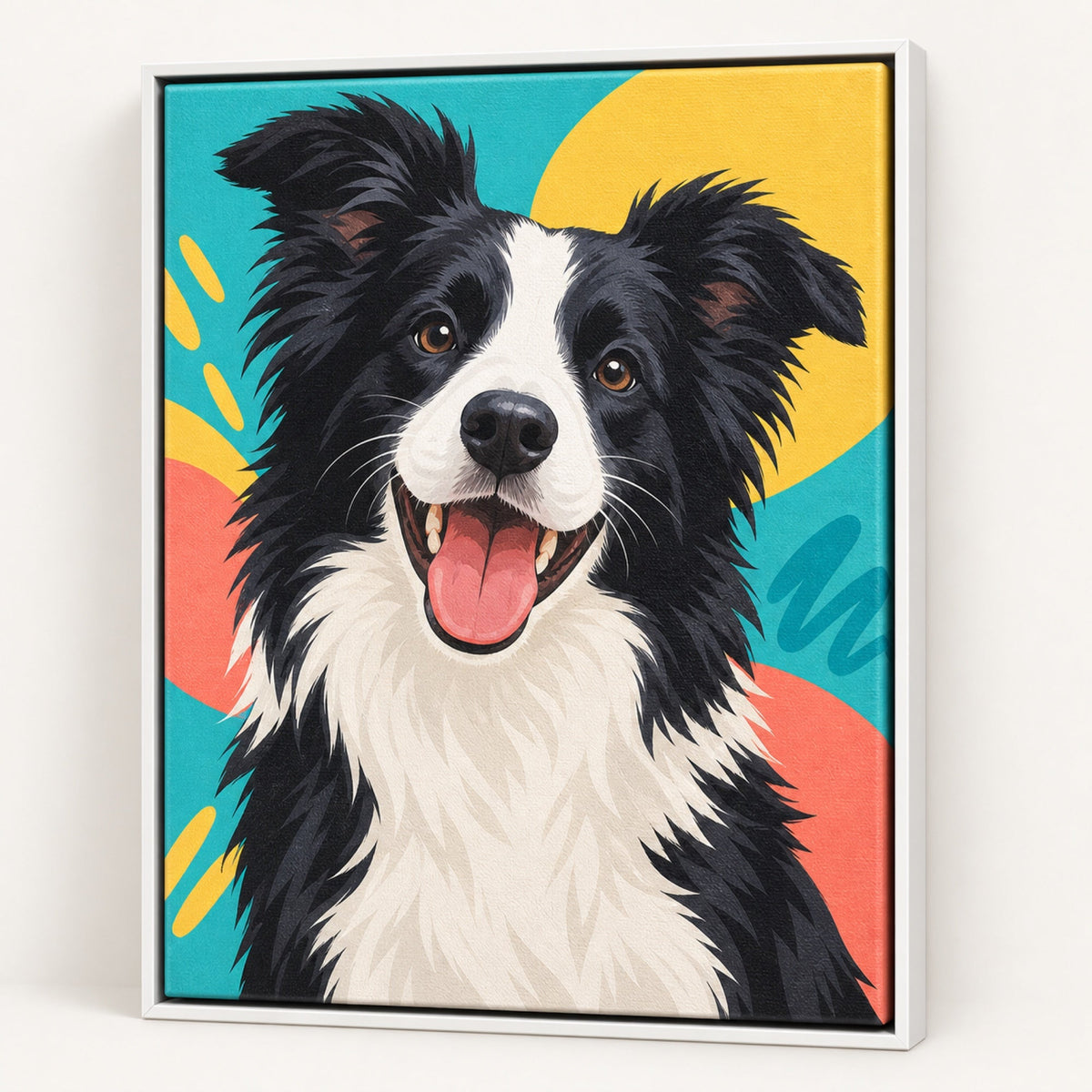 Hundeportrait – Leinwand gerahmt – Cartoon, Border Collie