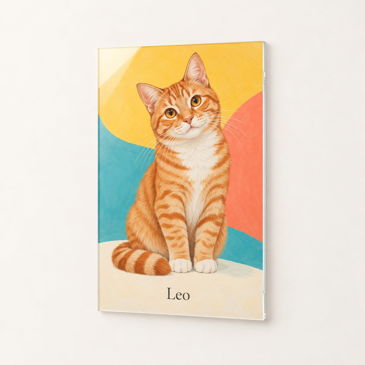 Katzenportrait – Acrylglas – Cartoon, rot getigerte Hauskatze
