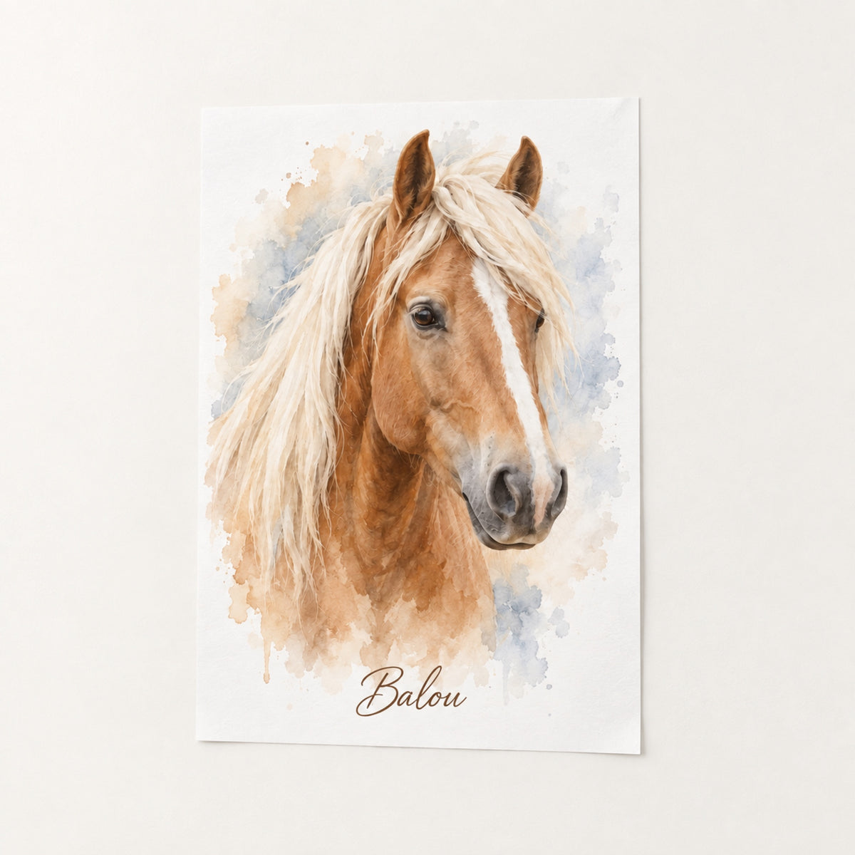 Pferdeportrait – Poster – Aquarell, Haflinger