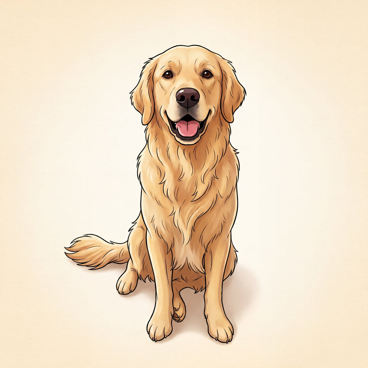 Golden Retriever als Cartoon-Portrait (Nachher)
