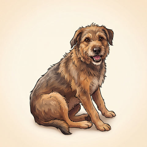 Derselbe Terrier-Mischling als scharfes Cartoon-Portrait (Nachher)