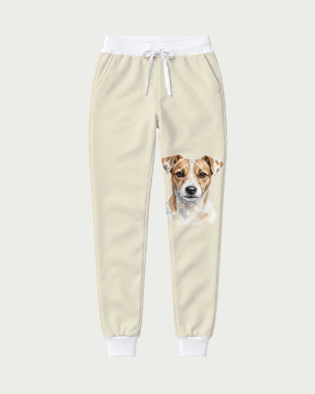 Statement joggers with a large dog portrait: view of the full joggers