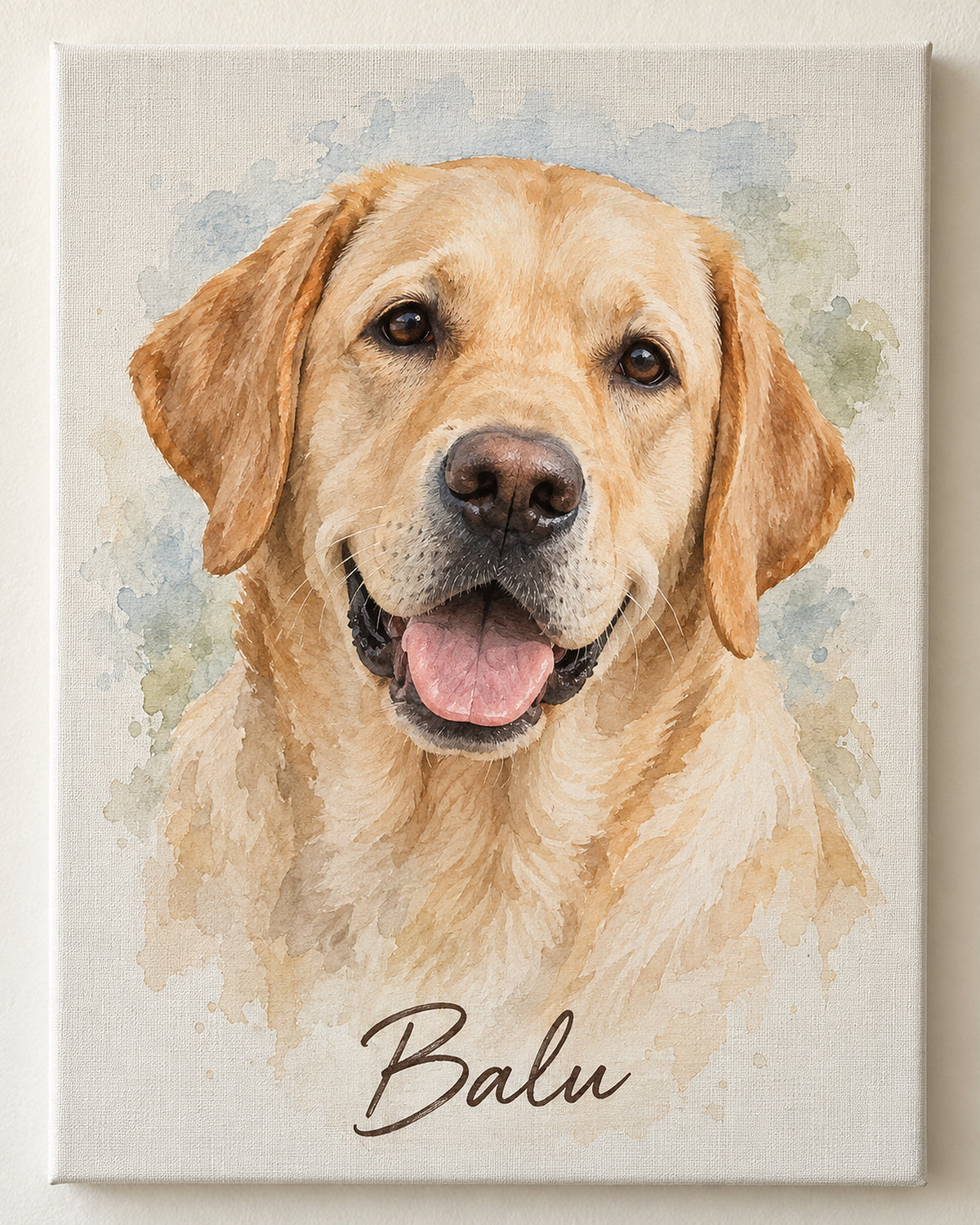 Hundeportrait auf Leinwand: Labrador mit dem Namen Balu