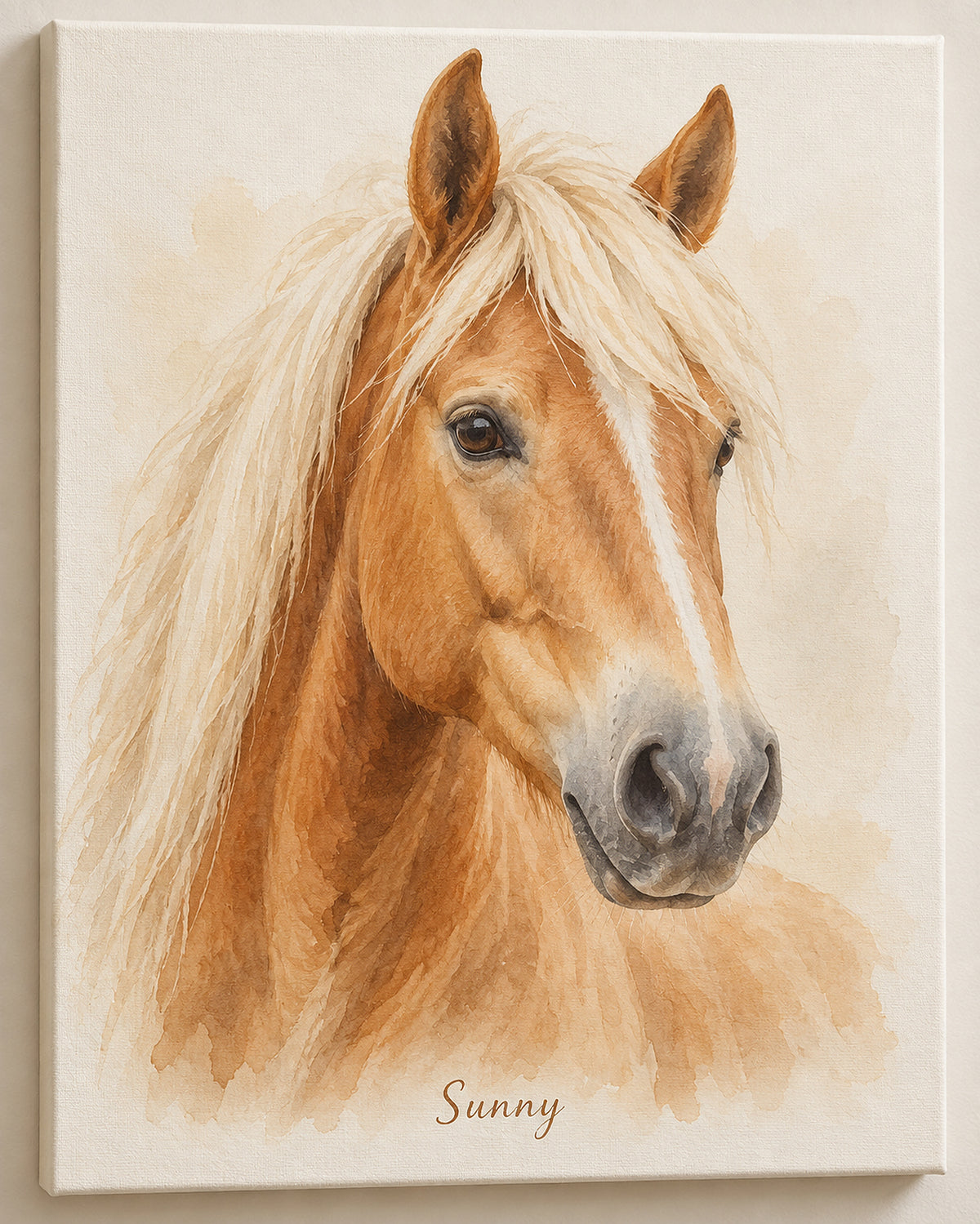 Pferdeportrait auf Leinwand: Haflinger mit dem Namen Sunny