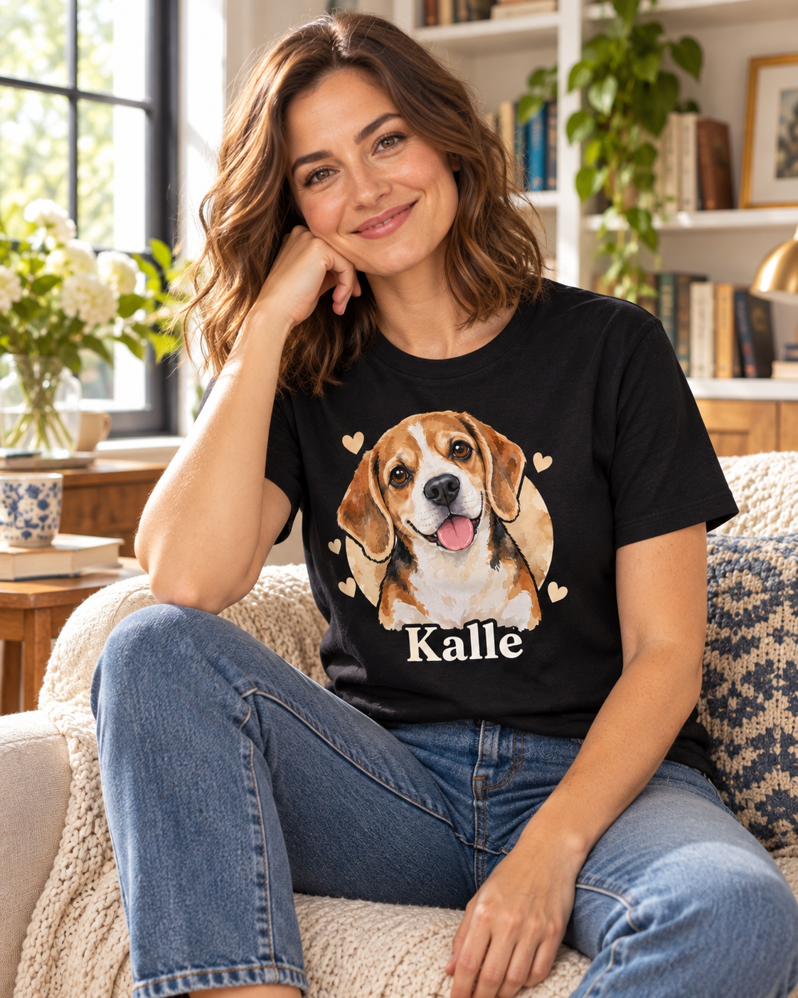 Personalisiertes T-Shirt mit deinem Hund, dunkel – neue Produktansicht
