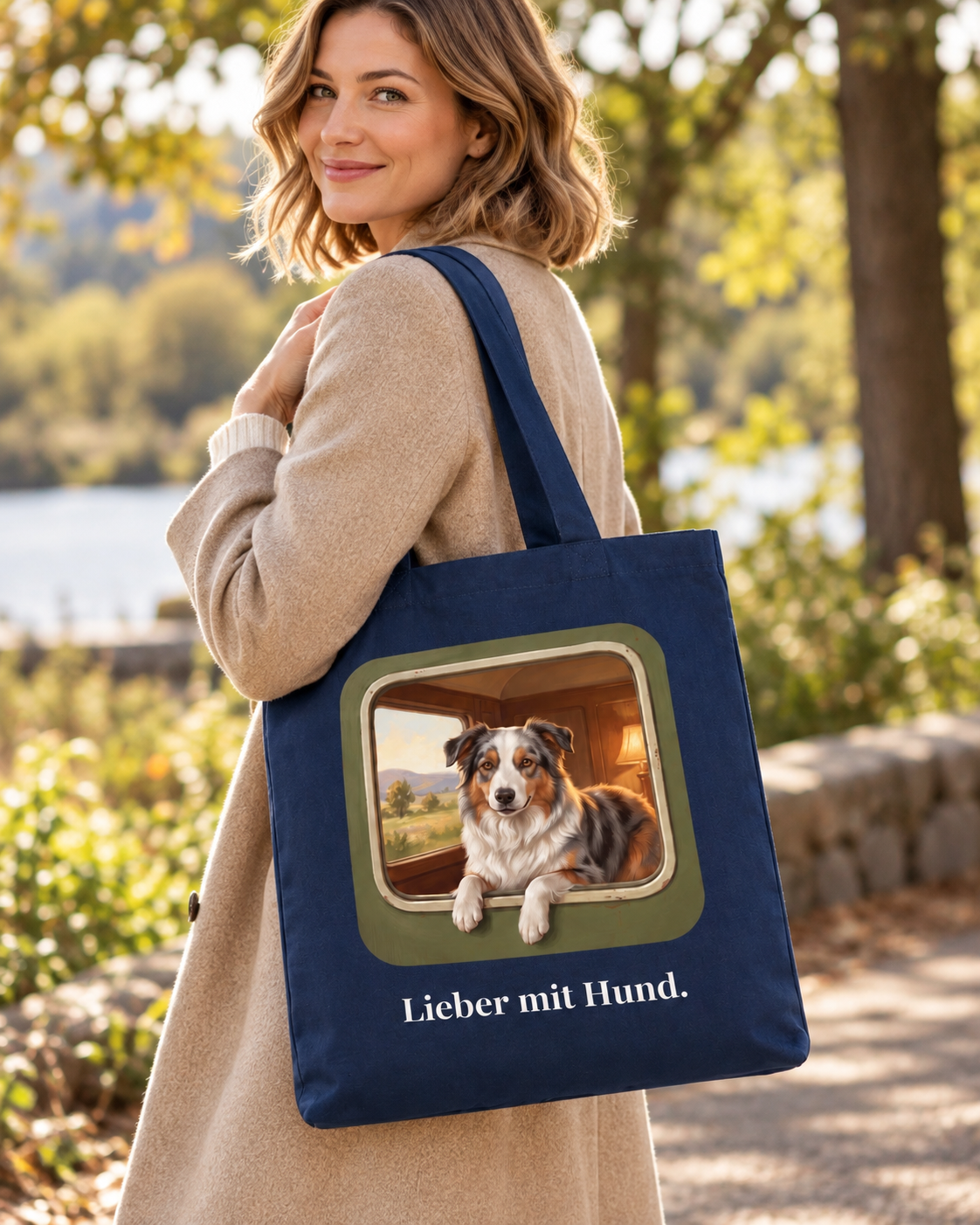 Stofftasche „Lieber mit Hund“ mit deinem Hundefoto – neue Produktansicht