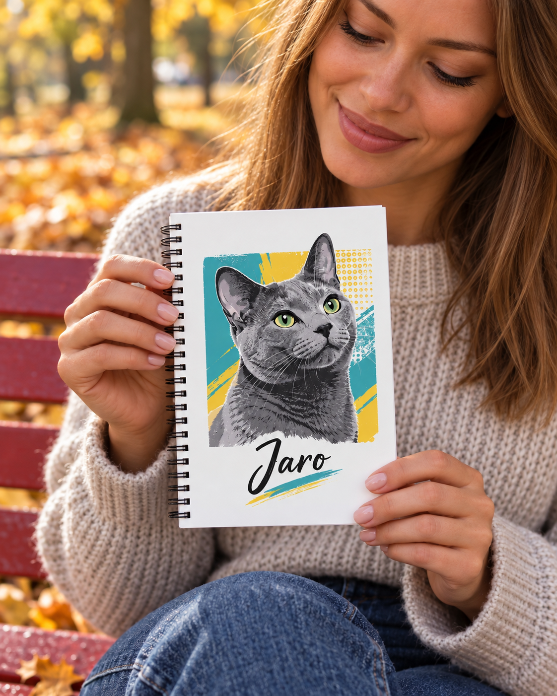 Personalisiertes Notizbuch mit deiner Katze: 12 Stile – Lifestyle-Ansicht