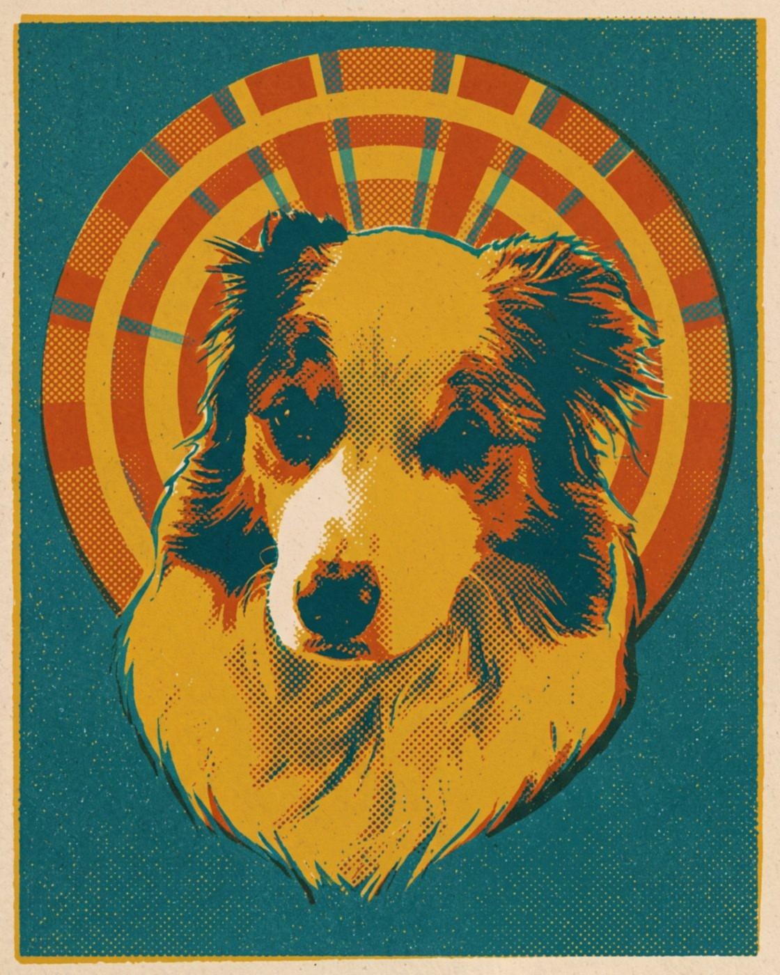 Hundeportrait im Stil Retro