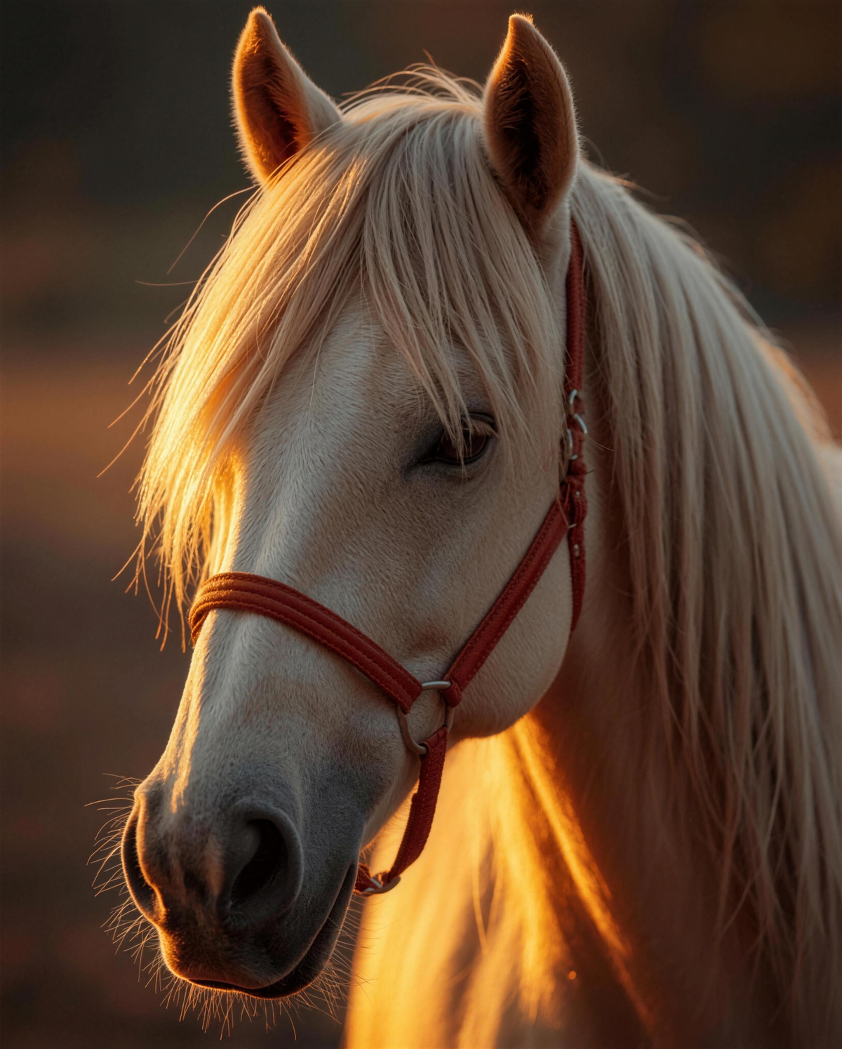 Haflinger-Pferd im goldenen Abendlicht